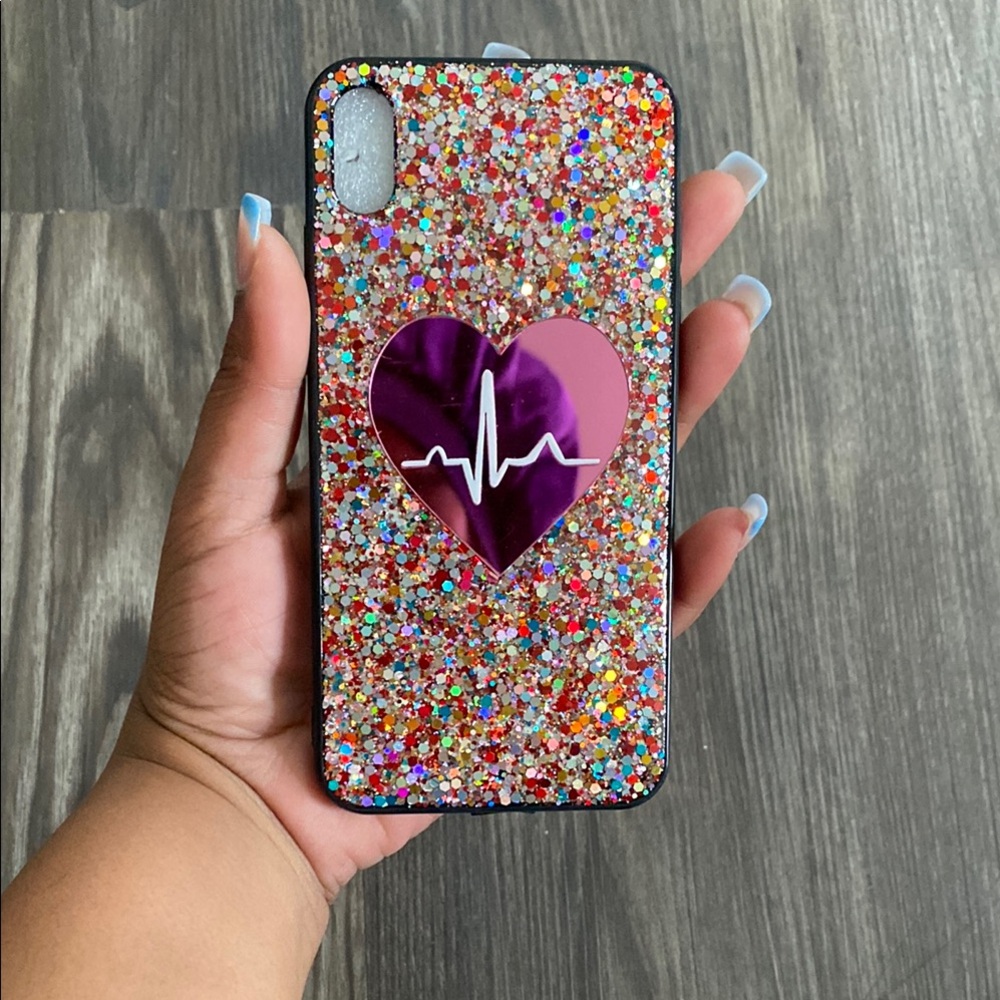Glitter Heartbeat iPhone 10 Case - Multicolor